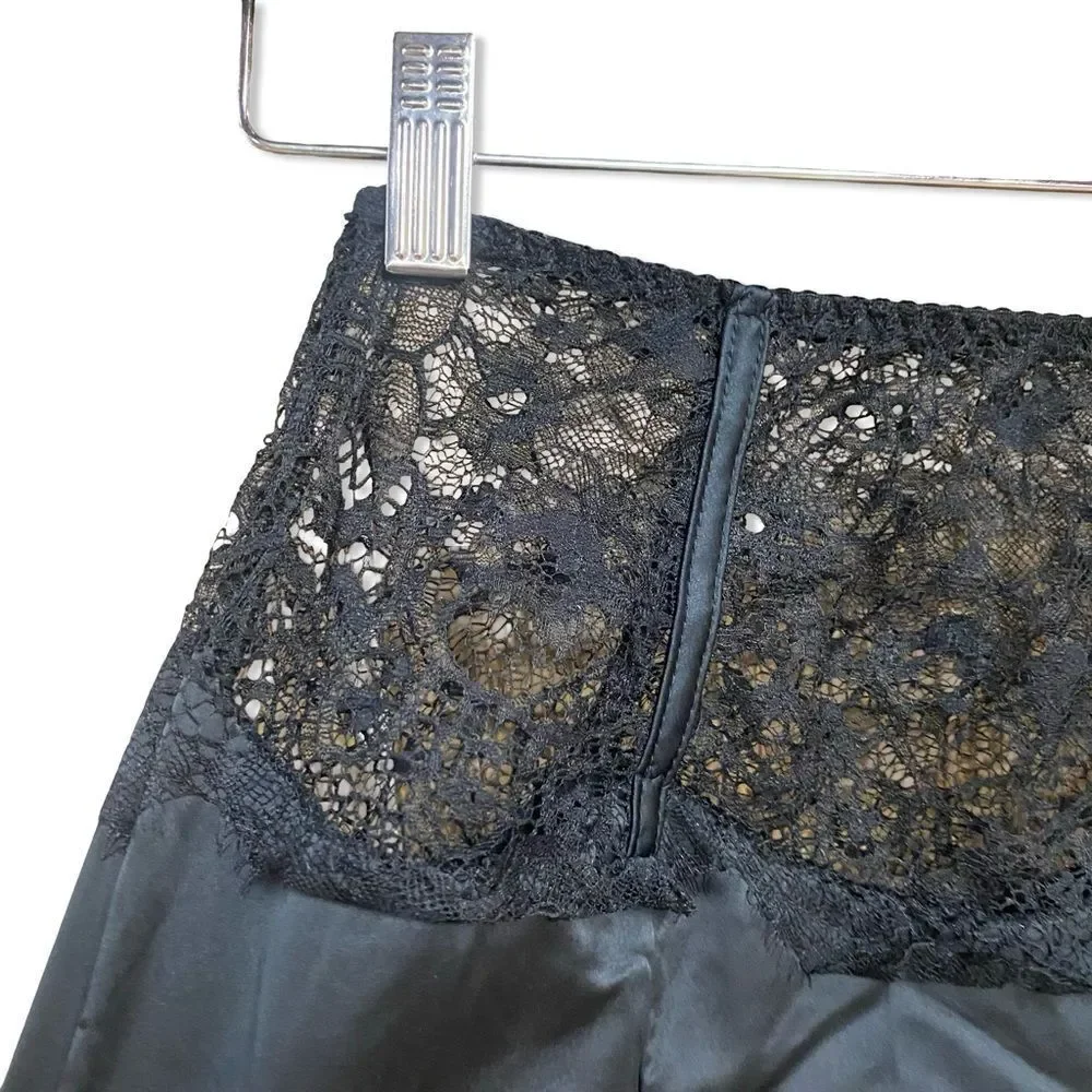 God Save Queens Cristina Black Lace Skirt midi sheer lingerie satin Revolve XS - Picture 6 of 12